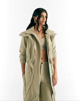 Bomber Trench Fusion Wear - Green Floral Trench by Essé