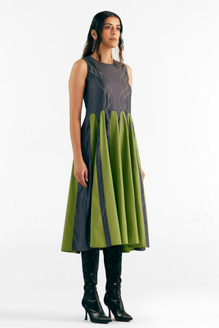 Contrast Stitch Dress Modern Wear - Blue Contrast Dress by Essé