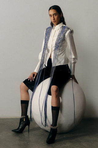 Corset Shirt Formal Wear - White Corset Shirt by Essé