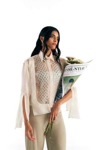 Panelled Shirt Avant-Garde - Ivory Bubble Shirt by Essé