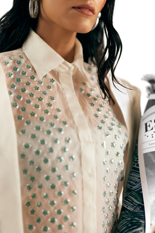 Panelled Shirt Avant-Garde - Ivory Bubble Shirt by Essé
