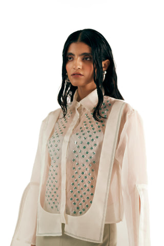 Panelled Shirt Avant-Garde - Ivory Bubble Shirt by Essé