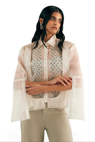 Panelled Shirt Avant-Garde - Ivory Bubble Shirt by Essé