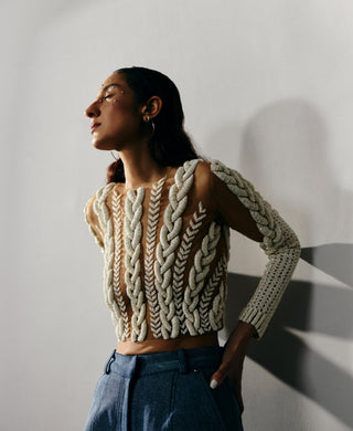 Knit Blouse Elegant Wear - Ivory Knit Blouse by Essé