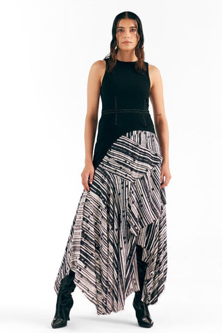 Deconstructed Dress Artistic Wear - Ivory Printed Dress by Essé