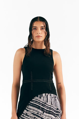 Deconstructed Dress Artistic Wear - Ivory Printed Dress by Essé