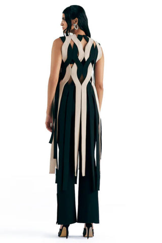 Panelled Vest Artisanal Wear - Ivory Knit Vest by Essé