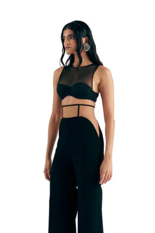 Cowl Pant Evening Wear - Gray Sheer Pant by Essé
