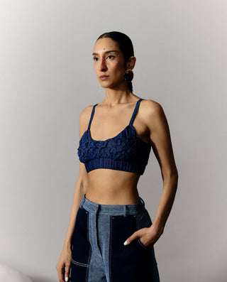 Smocking Bralette Casual Wear - Blue Denim Bralette by Essé