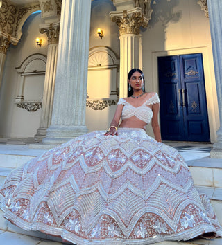 Peach estelle lehenga set