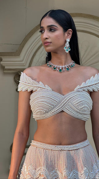 Peach estelle lehenga set