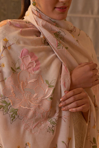 Stole Indian Wedding - Pink Eternal Blossom Pure Cashmere by Mauli