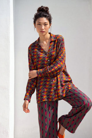 Co-ord Set Contemporary Wear - Gray Facet Flow by Nautanky