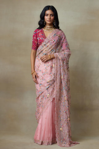 Pink Saree Set for Indian Wedding – Falcon by Shasha Gaba