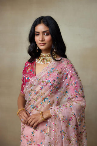 Pink Saree Set for Indian Wedding – Falcon by Shasha Gaba