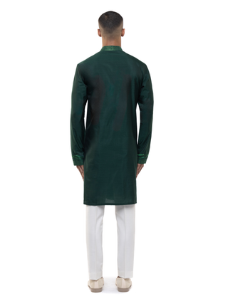 Green geometric waves embellished kurta set
