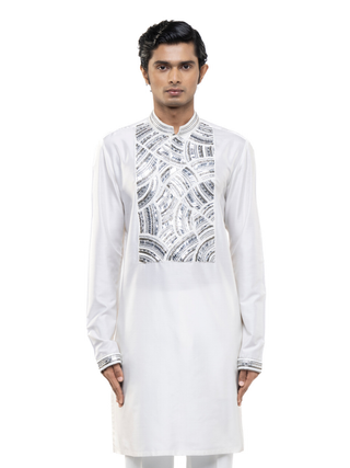 White & silver metallic embroidery kurta set