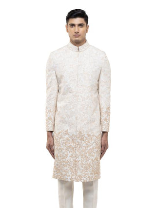 Beige embroidery sherwani set