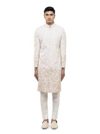 Beige embroidery sherwani set