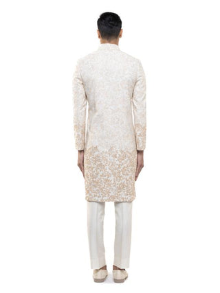 Beige embroidery sherwani set