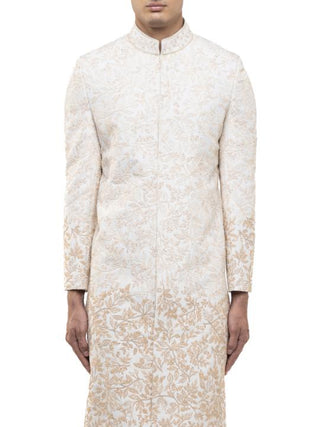 Beige embroidery sherwani set