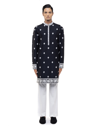 Black & white dori embroidery kurta set