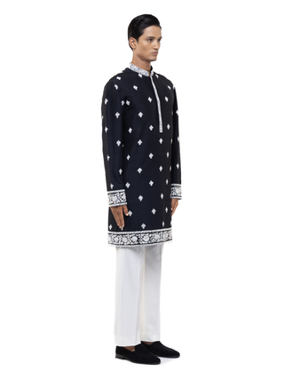Black & white dori embroidery kurta set