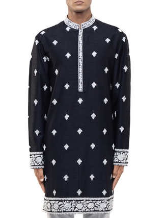 Black & white dori embroidery kurta set