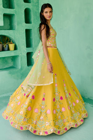 Lehenga Indian Wedding - Yellow Falak Lehenga by Chamee & Palak