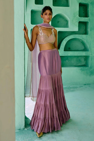 Lehenga Indian Wedding - Purple Fida Lehenga by Chamee & Palak