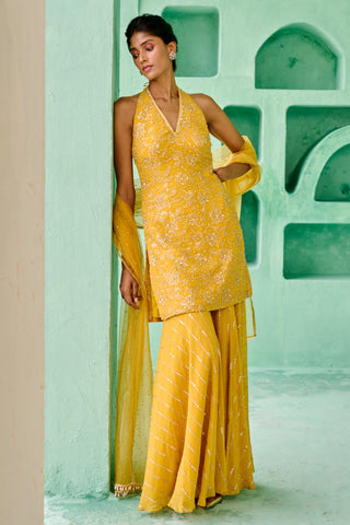 Sharara Set Indian Wedding - Yellow Fiza Sharara Set by Chamee & Palak