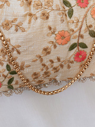 Beige floral creeper vintage purse
