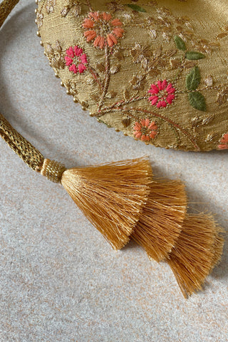 Gold floral creeper potli bag