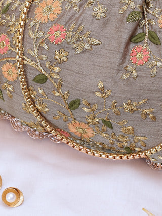 Gray floral creeper vintage purse