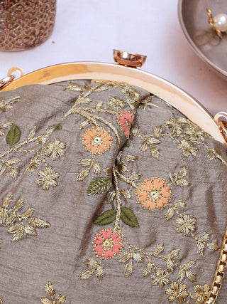 Gray floral creeper vintage purse