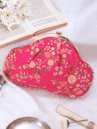 Pink floral creeper vintage purse