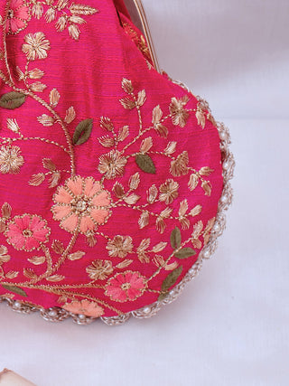Pink floral creeper vintage purse