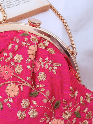 Pink floral creeper vintage purse