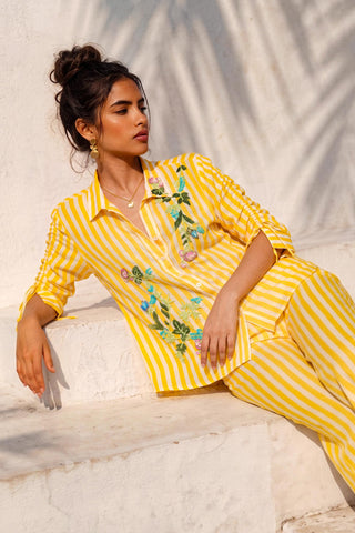 Yellow co-ord set for Contemporary Wear - Ludo Game Theory by Nautanky