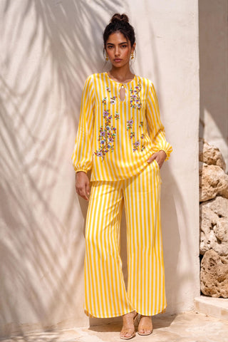 Yellow co-ord set for Contemporary Wear - Ludo Game Theory by Nautanky