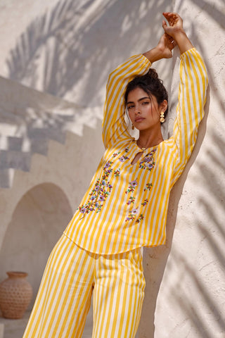 Yellow co-ord set for Contemporary Wear - Ludo Game Theory by Nautanky