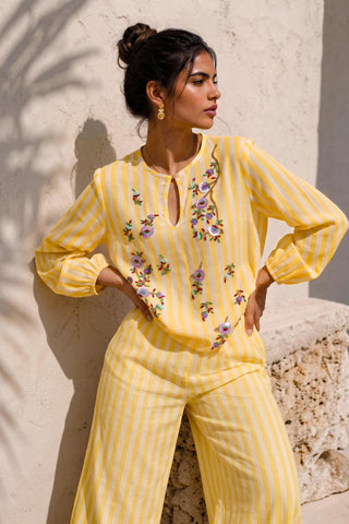 Yellow co-ord set for Contemporary Wear - Ludo Game Theory by Nautanky