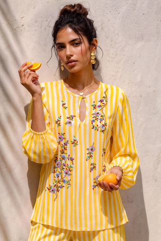 Yellow co-ord set for Contemporary Wear - Ludo Game Theory by Nautanky