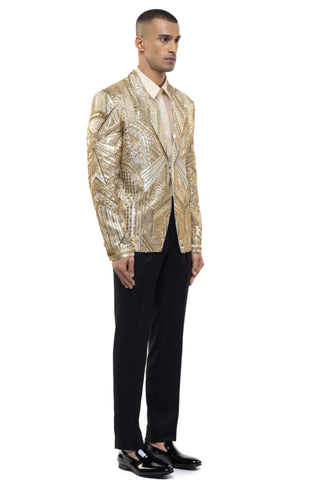 Gold embroidered art deco tuxedo set