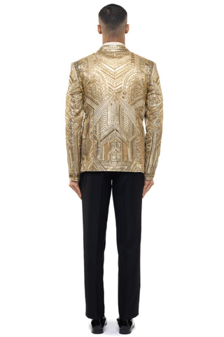 Gold embroidered art deco tuxedo set