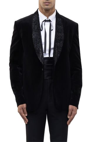 Black cutdana shawl lapel tuxedo set