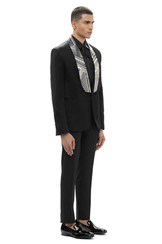 Black embellished shawl lapel tuxedo set