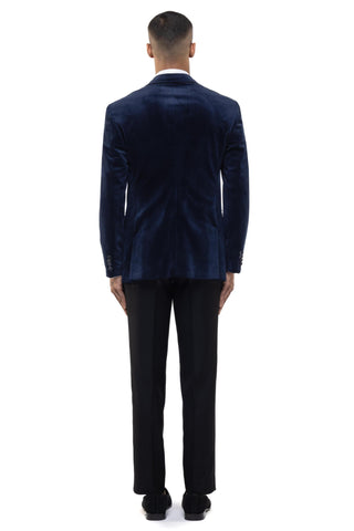 Blue cutdana peak lapel tuxedo set