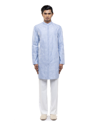 Light blue hand embroidered kurta set