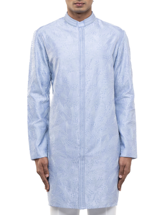 Light blue hand embroidered kurta set